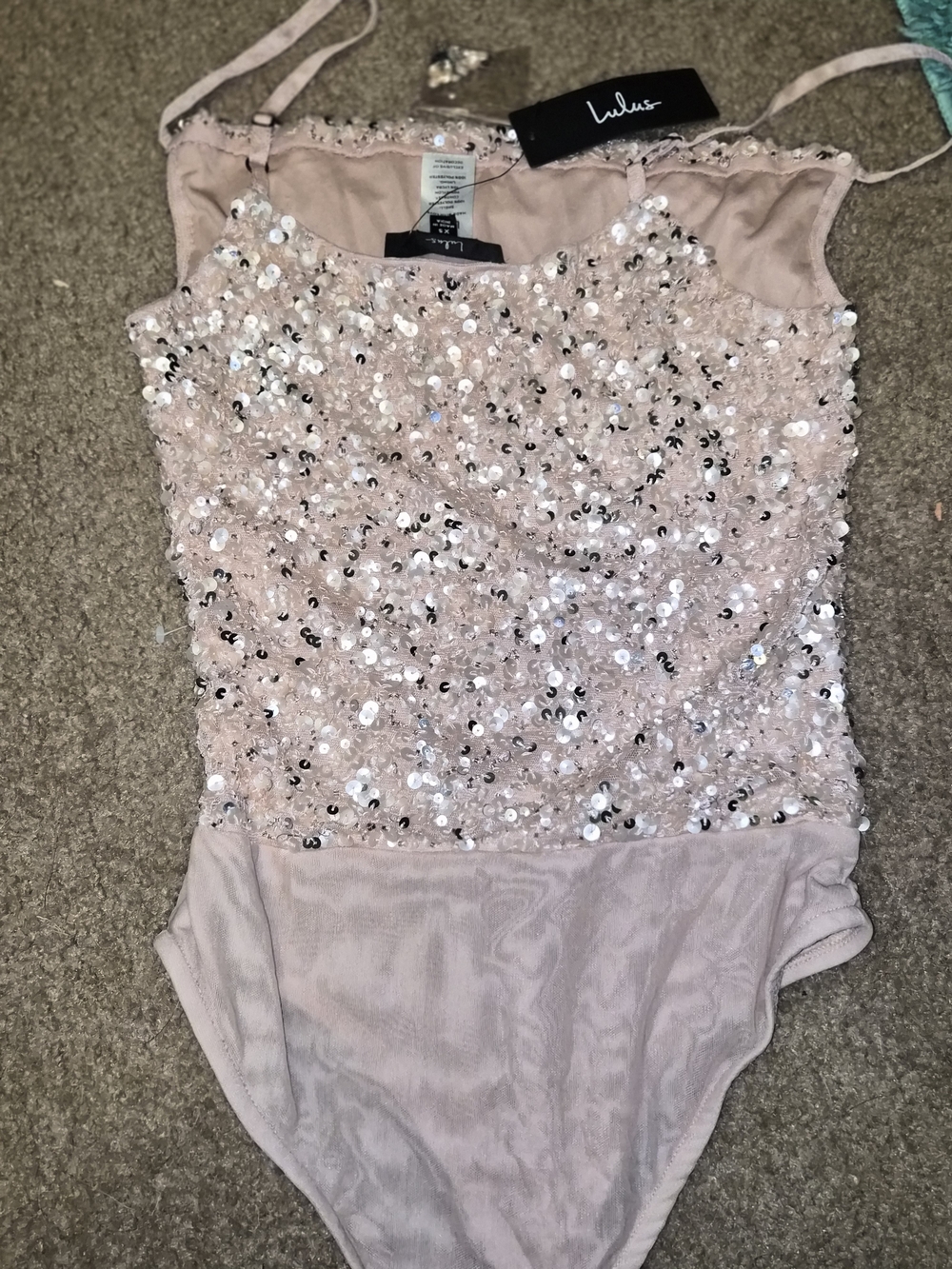 Lulu's Blush Pink Sequin Bodysuit